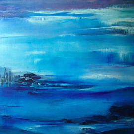 Luise Andersen: 'BLUE Creatively Work Seascape Towards Surreal', 2008 Oil Painting, Other. Artist Description:  So sensual, oils. . enjoy the smoothness and rougher forms. . the blues just start merging. . do their' magic' . . and the more I layer in transparent applications of hues. . the more I am drawn towards the surreal feel. . within real. .  the' ascendance out of the deep. . . . . reconnection to what once' ...