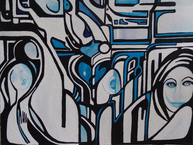 Luise Andersen  'BLUE Detail Lower Part Of Painting DecEight', created in 2008, Original Fiber.