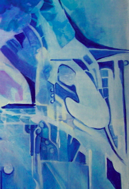 Artist Luise Andersen. 'BLUE WHITE DETAI MET NIGHTPIC' Artwork Image, Created in 2008, Original Fiber. #art #artist