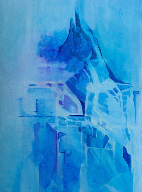 Artist Luise Andersen. 'BLUE WHITE In Progress March Eight' Artwork Image, Created in 2008, Original Fiber. #art #artist