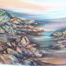 Luise Andersen: 'CREATIVE PROGRESS SEASCAPE April six original version', 2007 Other Drawing, Other. Artist Description: . . Drew 5 hours on it today. . . . soft layers of hues. . lines. . horizon. . water. . sand. .  this photo taken in my chamber. . light conditions not favorable. . but. . could not wait. . wanted you to see. .  discovered several possibilities to pursue different and will describe in others. .  what I' see' . . and where ...