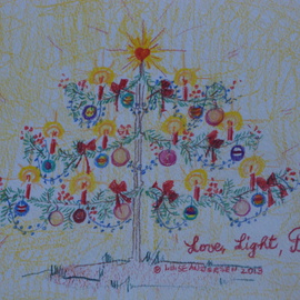 Luise Andersen Artwork For The LOVE  LIGHT  PEACE, 2013 Pencil Drawing, Naive