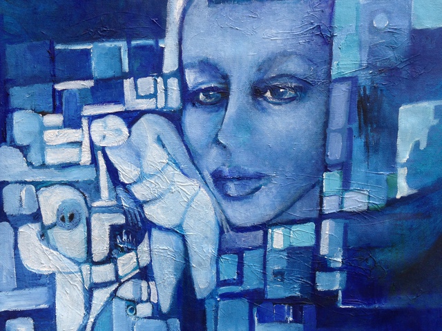 Artist Luise Andersen. 'NEW IN BLUE Update VI' Artwork Image, Created in 2014, Original Fiber. #art #artist