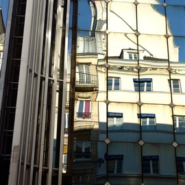 Luise Andersen: 'PARIS SERIES ANOTHER FACE OF PARIS Reflected', 2007 Other Photography, Other. Artist Description: . . . .  feel like standing under there. . on the crowded street. .  as if alone. .  and the sky is mine. . . just for the time of looking up there. . .     ...