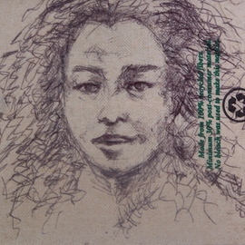 Luise Andersen: 'RARE Art Doodle Portrait Starbucks I Series', 1996 Other Drawing, Other. Artist Description:  Date is approximate. . do not frequent Starbucks anymore. . . No car( cannot afford to repair my sweet old BebeJag) . . roamed through dusty outside,  boxes. . within my chaos of gathered things. . found old photos of art works. . and amongst. . wo and behold. .portrait. . of a student. . I doodled with ball ...
