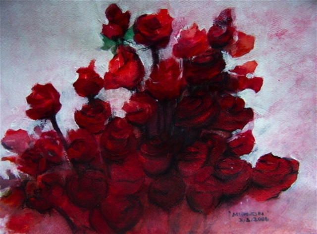 Artist Luise Andersen. 'RED TO BLACK ROSES    ' Artwork Image, Created in 2006, Original Fiber. #art #artist