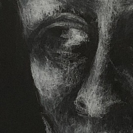 Luise Andersen: 'another image 2020 3 detail', 2020 Charcoal Drawing, Other. Artist Description: Thursday, January 9,2020-  did emphasize expression of emotion. . this is a close up detail and shows right side of expression. . will see what eyes perceive in daylight tomorrow.   i wish Peace for all. ...
