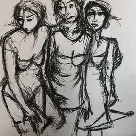 Luise Andersen: 'artdoodle 2018 jan7', 2018 Charcoal Drawing, Fantasy. Artist Description: each scribble, line. . lightens my feel. . by time I put charcoal down , i noticed, was amused smiling . good thing.Have a peaceful, good weekend. ...