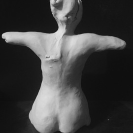 Luise Andersen: 'continue with clay 7feb2018', 2018 Clay Sculpture, Fantasy. Artist Description: was finished, i thought. but when my hands held this work again. . i spent whole day yesterday in intensive re shaping areas. . taller too  and today will touch head. . face more. . crave drawing too . . sculpture sizes constantly slightly change during process.  . acrylic painting needs to rest more to ...