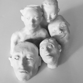 Luise Andersen: 'feel in clay continues', 2017 Clay Sculpture, Abstract. Artist Description: February 28, 2017- my being is peaceful, and with light , when I create. I formed additional expressions in clay. also extended others, already created . . deep pleasure in photo session with this these special to me miniatures. . ...
