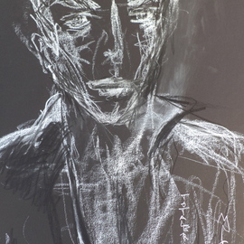 Luise Andersen: 'feeling in white on black VII', 2014 Charcoal Drawing, Other. Artist Description:        June 10, 2014- -   to express. . reach for compressed white charcoal stick and black art paper. . . seems is the week for instant expression of feel. . hmm. . need  larger black paper. I should give archival matts a try hmmmm  the are very nice nice. . and textures. . have not seen large ...