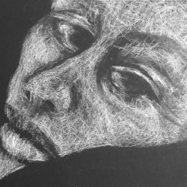 Luise Andersen: 'five am and turn the page', 2017 Charcoal Drawing, Abstract. Artist Description: September 1,2017- . . feel dictates . . still must draw . lines , lines , like textures in skin. . and eyes voice. . ...