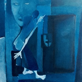 Luise Andersen: 'in the blue mood still iv', 2018 Oil Painting, Other. Artist Description: August 8,2018- . . i placed under other category, since filling that space for upload is neccessary.  this is or was an acrylic paintingi did several years ago. loved the brilliant blues. . guess not  enough , have viewed it several days and started to re work it. . in oils. changed ...