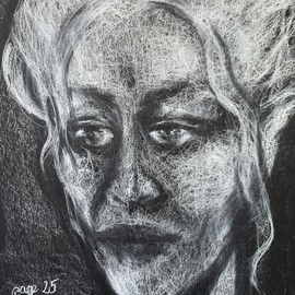 Luise Andersen: 'october 18 white on black', 2019 Charcoal Drawing, Fantasy. Artist Description: . .  started to work on yesterdayaEURtms expression. .  and image changed to this present stage. .  see tomorrow if that is going to aEUR~stay. .  intend to add emphasis to some dark areas. .  ...