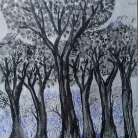 Lash Art Studio: 'rain forest', 2020 Ink Painting, Ecological. Artist Description: Rain forest. seriesOriginal painting by Lanjar Jiwo...