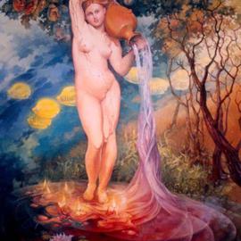 Martin La Spina: 'Arbol que suenia con la fuente de Ingres', 1998 Oil Painting, nudes. Artist Description: Recreacion de 