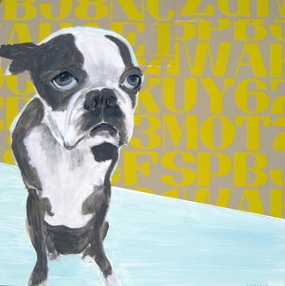 Laura Walker: 'The Yellow Alphabet', 2009 Oil Painting, Dogs.  12