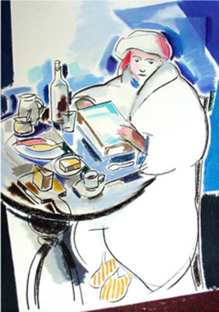 Jose Luis Lazaro Ferre  'Breakfast Time', created in 2002, Original Drawing Pencil.