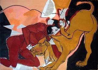 Jose Luis Lazaro Ferre: 'Hercules and Nemean Lion', 2005 Collage, Figurative. 