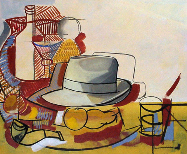 Jose Luis Lazaro Ferre  'Ochre Still Life With Hat', created in 2003, Original Drawing Pencil.
