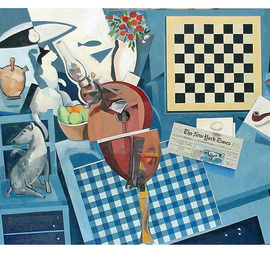 Jose Luis Lazaro Ferre: 'The Blue Living-Room', 2002 Oil Painting, Interior. 