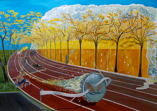 Artist Lazaro Hurtado. 'The Race Of Tumbles' Artwork Image, Created in 2015, Original Painting Acrylic. #art #artist