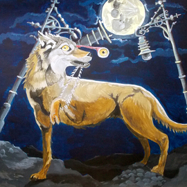 Lazaro Hurtado: 'Wolf mouth', 2013 Acrylic Painting, Animals. Artist Description:  Illustrated thoughtsOriginal painting by Lazaro Hurtado.  Processing 3 business days.  Sent rolled in a tube with certificate of authenticityAnimal, WOLF, dog, conceptual, surrealism, expressionism...