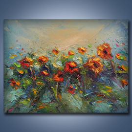 Stanislav Lazarov: 'Dance on the field', 2015 Oil Painting, Floral. Artist Description:  15 3/ 4 