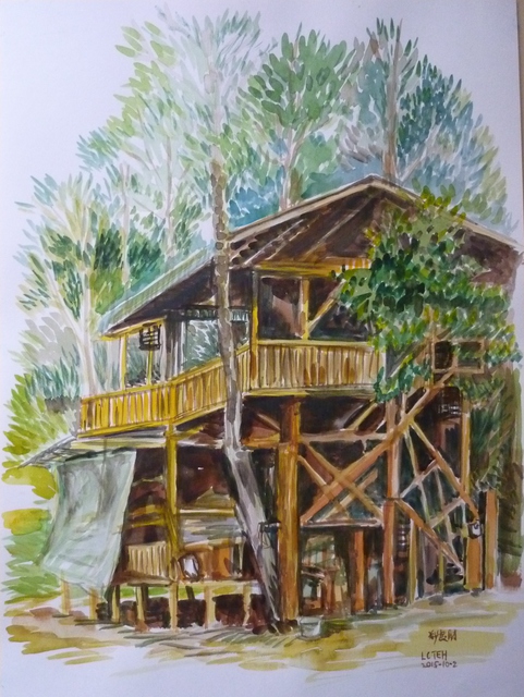 Artist Lian-Chye Teh. 'Jungle House' Artwork Image, Created in 2015, Original Mixed Media. #art #artist