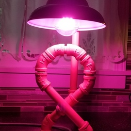 breast cancer ribbon pipe lamp By Laura Johnson