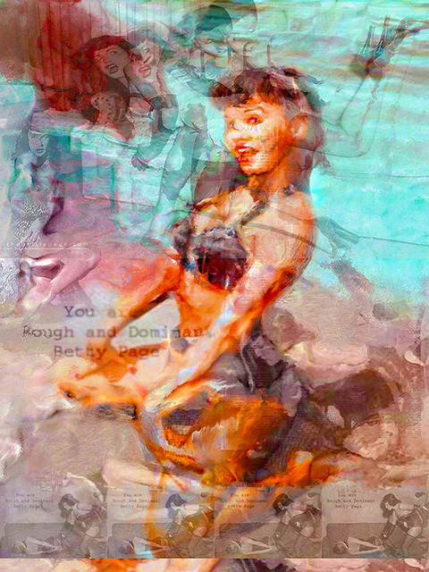 Artist Leah Devora. 'Betty Page X Betty Page Pop Art' Artwork Image, Created in 2015, Original Mixed Media. #art #artist