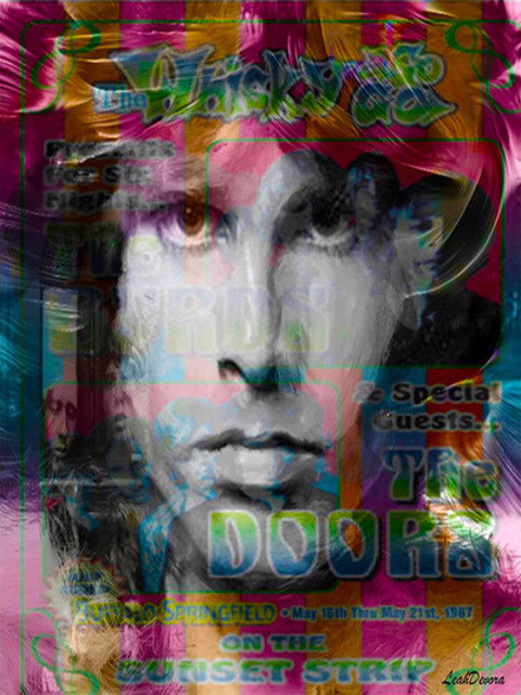 Artist Leah Devora. 'Sunset Strip Jim Morrison Jim Morrison Pop Art' Artwork Image, Created in 2015, Original Mixed Media. #art #artist