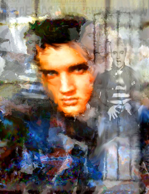 Artist Leah Devora. 'The King Elvis Presley Elvis Presley Pop Art' Artwork Image, Created in 2015, Original Mixed Media. #art #artist