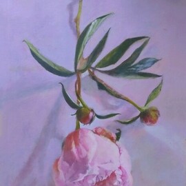 Lea Laboy: 'peony', 2023 Oil Painting, Floral. Artist Description: oil on cardboard...
