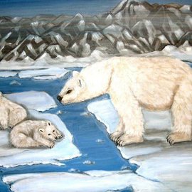 Rita Levinsohn: 'Global Warning', 2008 Acrylic Painting, Ecological. Artist Description:  The effect of Global Warming in the artic.  Polar Bears are now in  endanger of extinction. ...