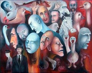 Leif M�rdh: 'It is a weird world', 2008 Oil Painting, Fantasy.  Where ever I go I see those strange creatures among people. Even if they look normal in other peoples eyes. ...