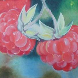 raspberry oil painting By Lena Britova