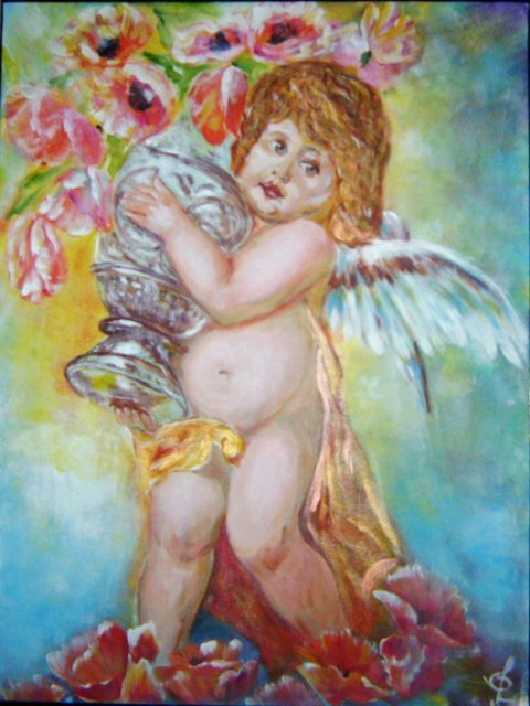 Artist Larsen Lena. 'Favorite Angel' Artwork Image, Created in 2008, Original Painting Acrylic. #art #artist
