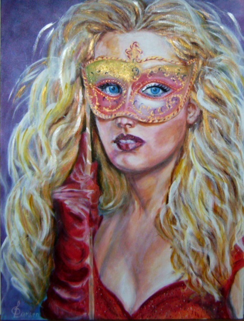Artist Larsen Lena. 'The Fancy Mask ' Artwork Image, Created in 2008, Original Painting Acrylic. #art #artist