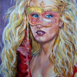 Larsen Lena: 'The fancy mask ', 2008 Acrylic Painting, Portrait. Artist Description:  Acrylic painting on canvas stretched on wood,  framed. ...