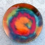 Colour Fusion glass on copper 10 O By Leo Evans