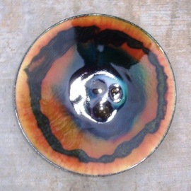 Colour Fusion glass on copper 14a  By Leo Evans