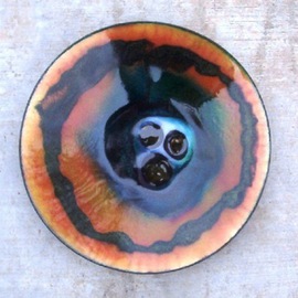 Colour Fusion glass on copper 14b By Leo Evans
