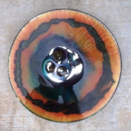 Colour Fusion glass on copper 14c By Leo Evans