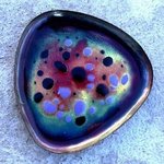 Colour Fusion glass on copper 8e By Leo Evans