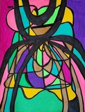 Leo Evans: 'in time luise', 2021 Mixed Media, Abstract. Title: In Time Luise   Acrylic Pens and Permanent Marker   Size: 9x14   Style: Abstract   By: Leo Evans. . . ...