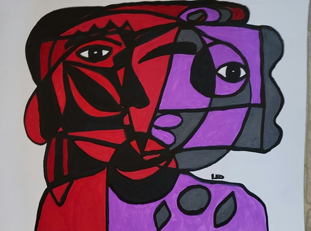 Artist Leo Evans. 'Red Black Purple And Gray' Artwork Image, Created in 2021, Original Photography Color. #art #artist