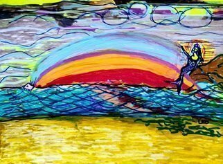 Leo Evans: 'the fish and the mermaid', 2021 Mixed Media, Seascape. New Art by Leo Evans   Title: The Fish and the Mermaid   Medium: Acylic Pen, Permanent Markers, blk and color on Fine Artist Paper   9x14   Created: 2021...