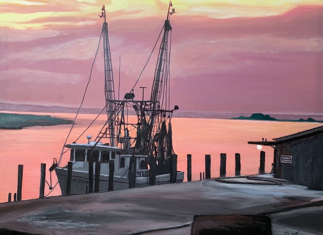 Patricia Leone  'Shrimp Boat In Thunderbolt', created in 2020, Original Digital Print.