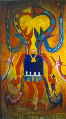 Leonor Villagra: 'El Desgarro', 1992 Oil Painting, Culture.  SERIE:  My aboriginal origen 